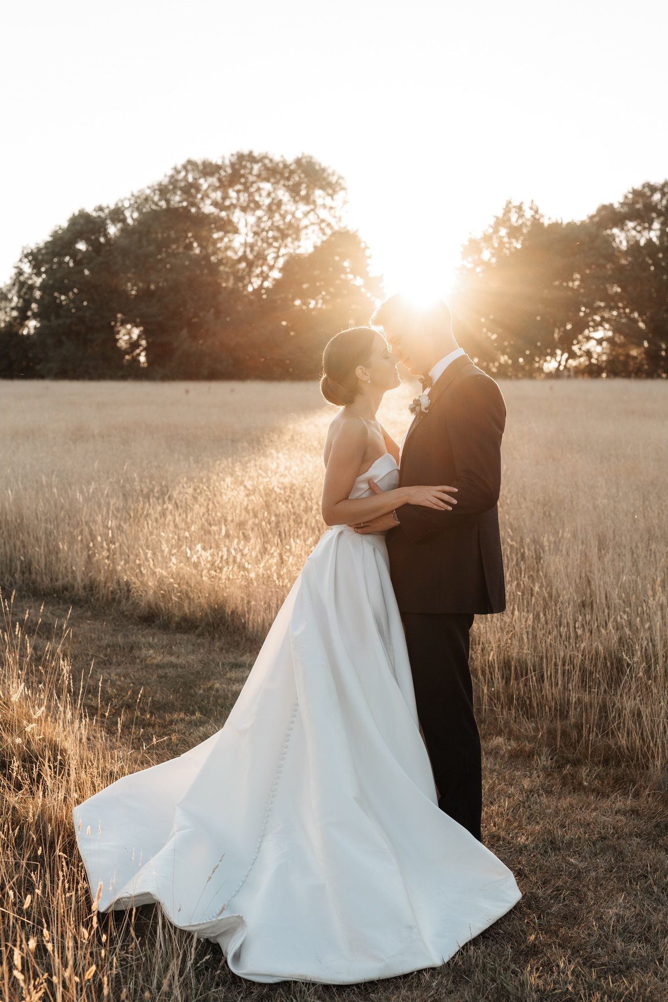 sunset wedding photography at silchester farm